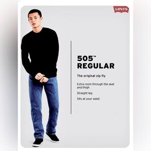 Levi’s men dark wash 36 x 31 straight regular fit 505 stretch denim jeans EUC